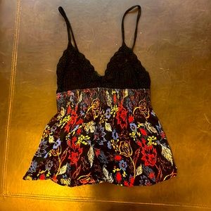 Free People crochet top tank top. Black/multicolor size medium